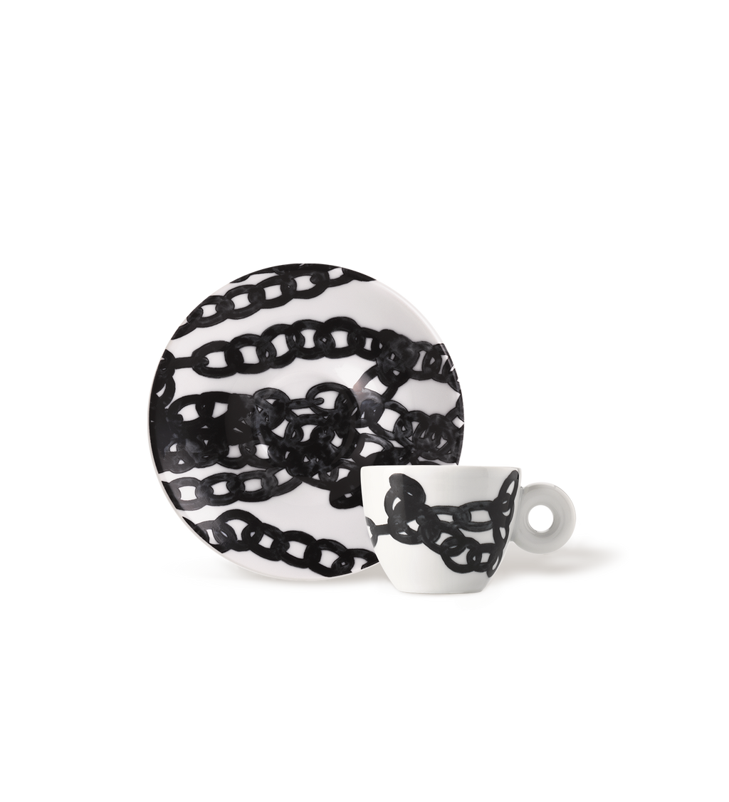 Art Collection, Genesi Collection 2 Numbered and Signed Espresso Cups Monica Bonvicini and Shirin Neshat Coffee Cups with Saucer